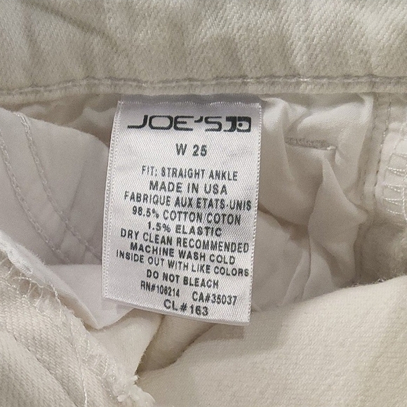 Joe's Jeans Straight Ankle White Denim jeans - Size 25 - Picture 8 of 8